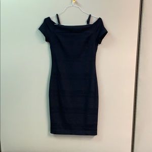 Guess Navy Blue Off-the-shoulder Cocktail Dress